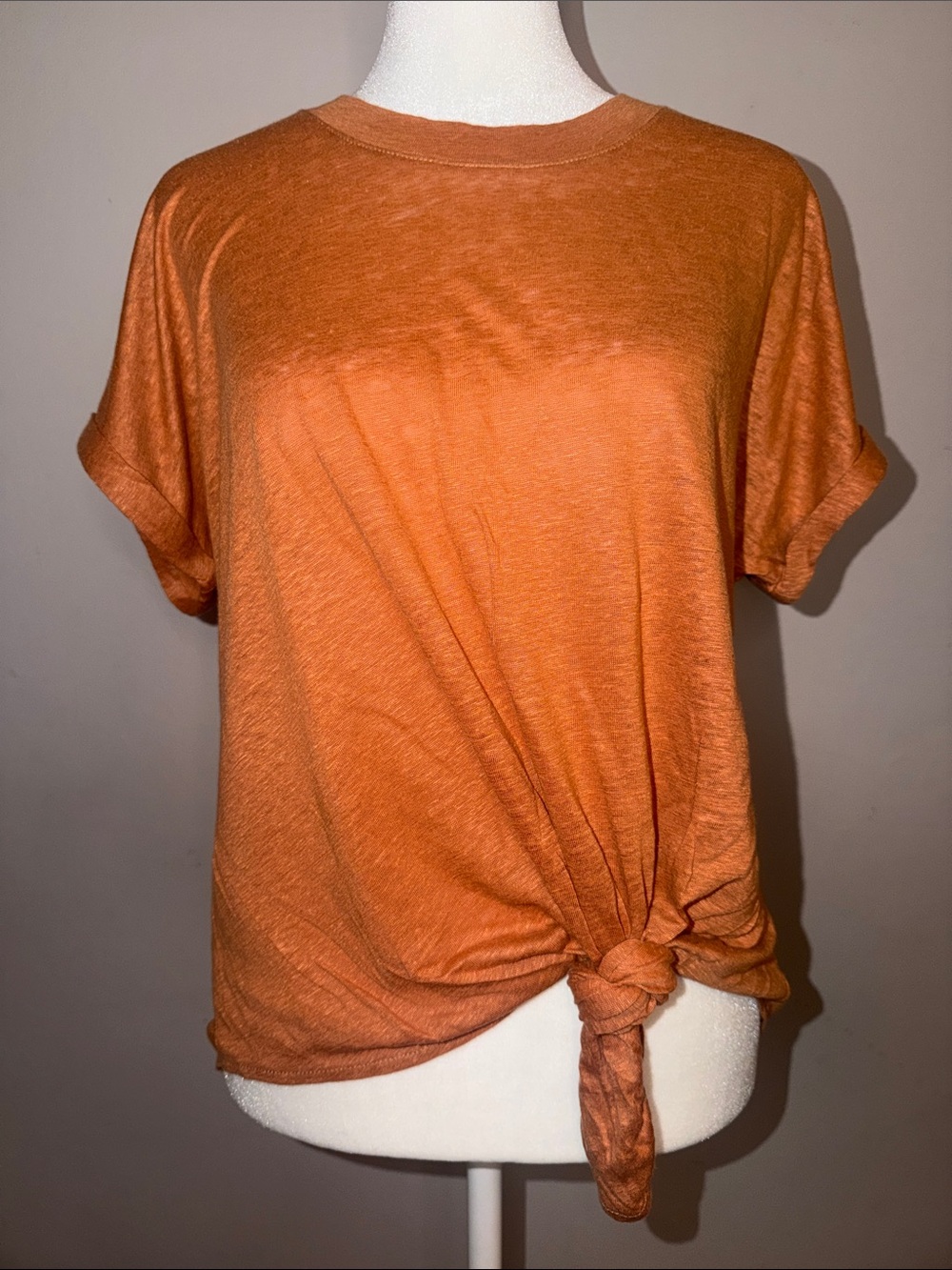 Lou & Grey 100% Linen Short Sleeve Side Knot Tie Tee
